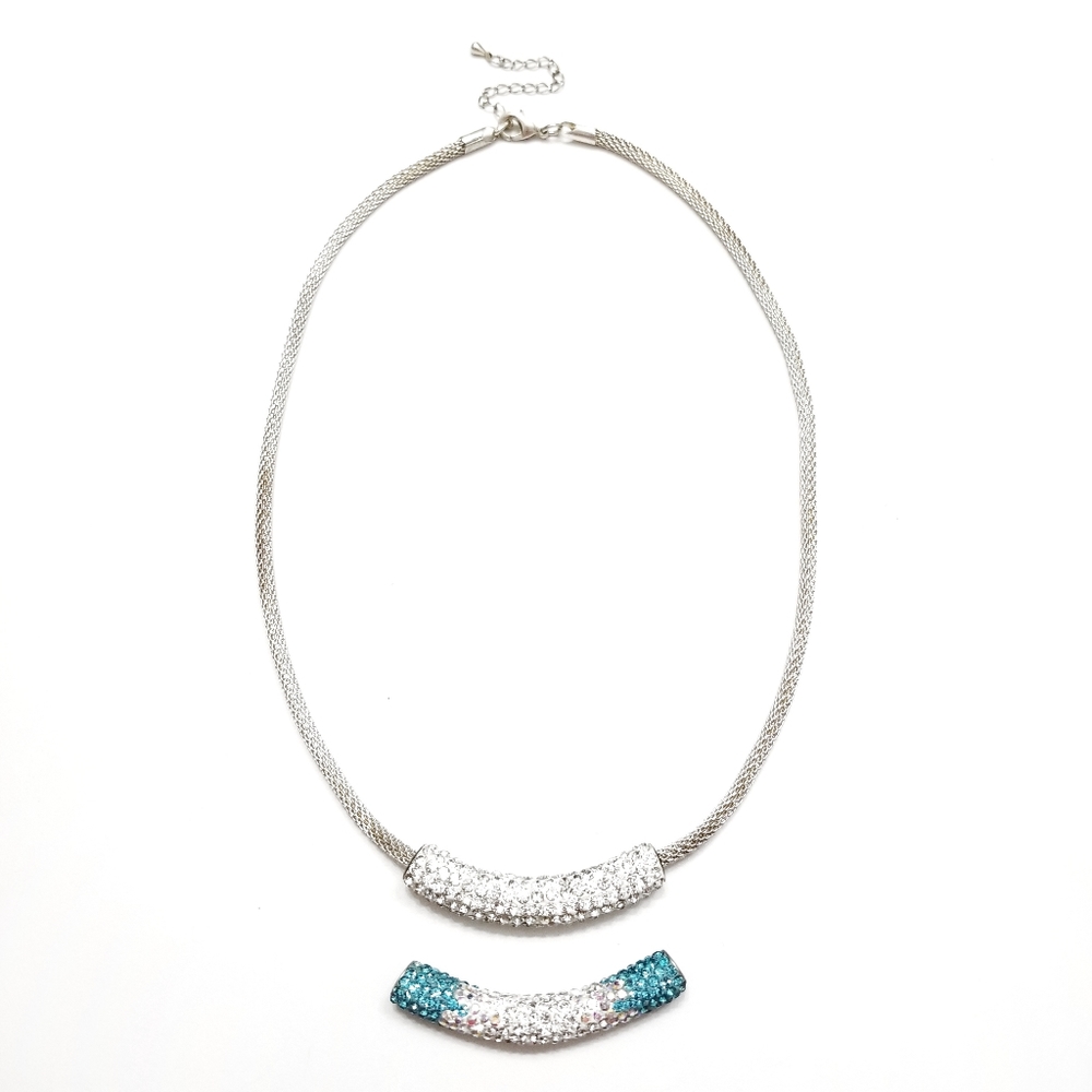 ✨SALE✨ Silver Interchangeable Bling Tube Necklace Set